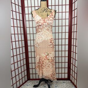 Y2K Vintage Ruby Rox Fairycore Patchwork Floral Asymmetrical Hem Bodycon Dress